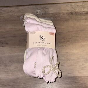 Sincerely Jules Cream and Pink Socks Set 5 pairs
